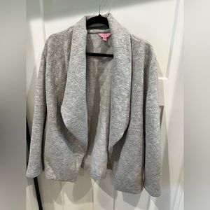 Lilly Pulitzer women’s size large Brea cardigan gray with metallic silver thread